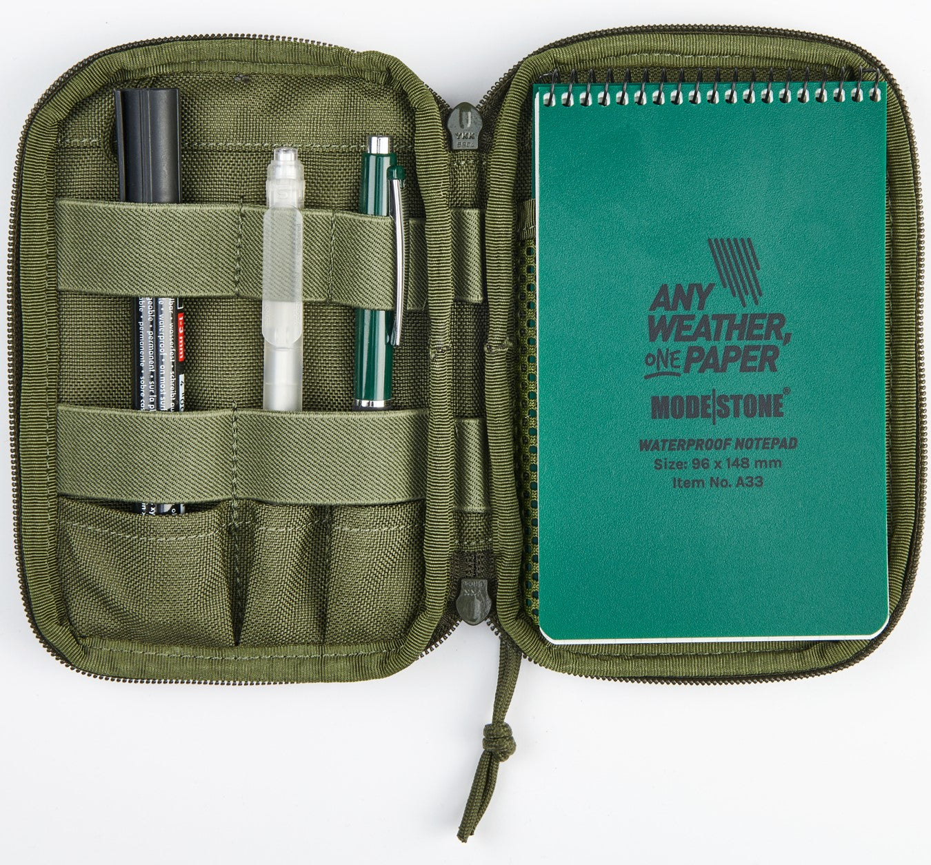 Modestone P33 EDC Pouch Medium – GREEN   (fits 4x6”, 96x146mm top spiral notebooks)