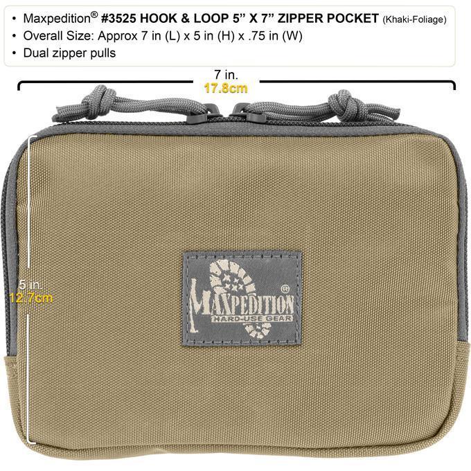 Maxpedition Hook & Loop 5" x 7" Zipper Pocket - Khaki-Foliage