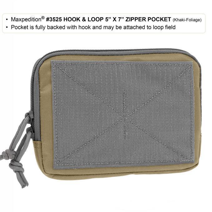 Maxpedition Hook & Loop 5" x 7" Zipper Pocket - Khaki-Foliage