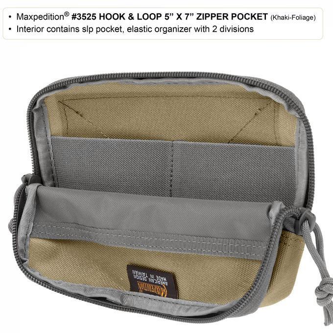 Maxpedition Hook & Loop 5" x 7" Zipper Pocket - Khaki-Foliage