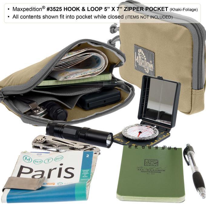 Maxpedition Hook & Loop 5" x 7" Zipper Pocket - Khaki-Foliage