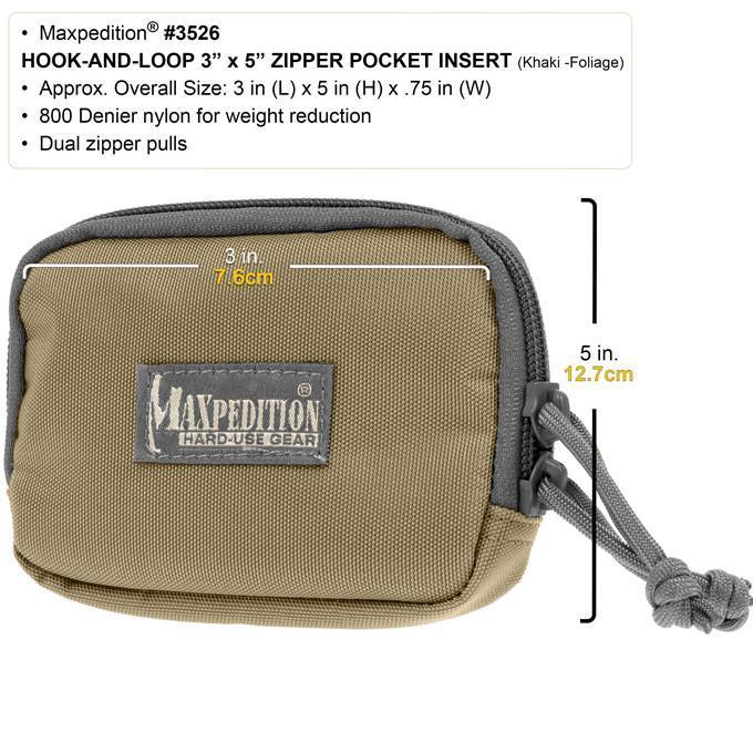 Maxpedition Hook & Loop 3" x 5" Zipper Pocket (Khaki-Foliage)