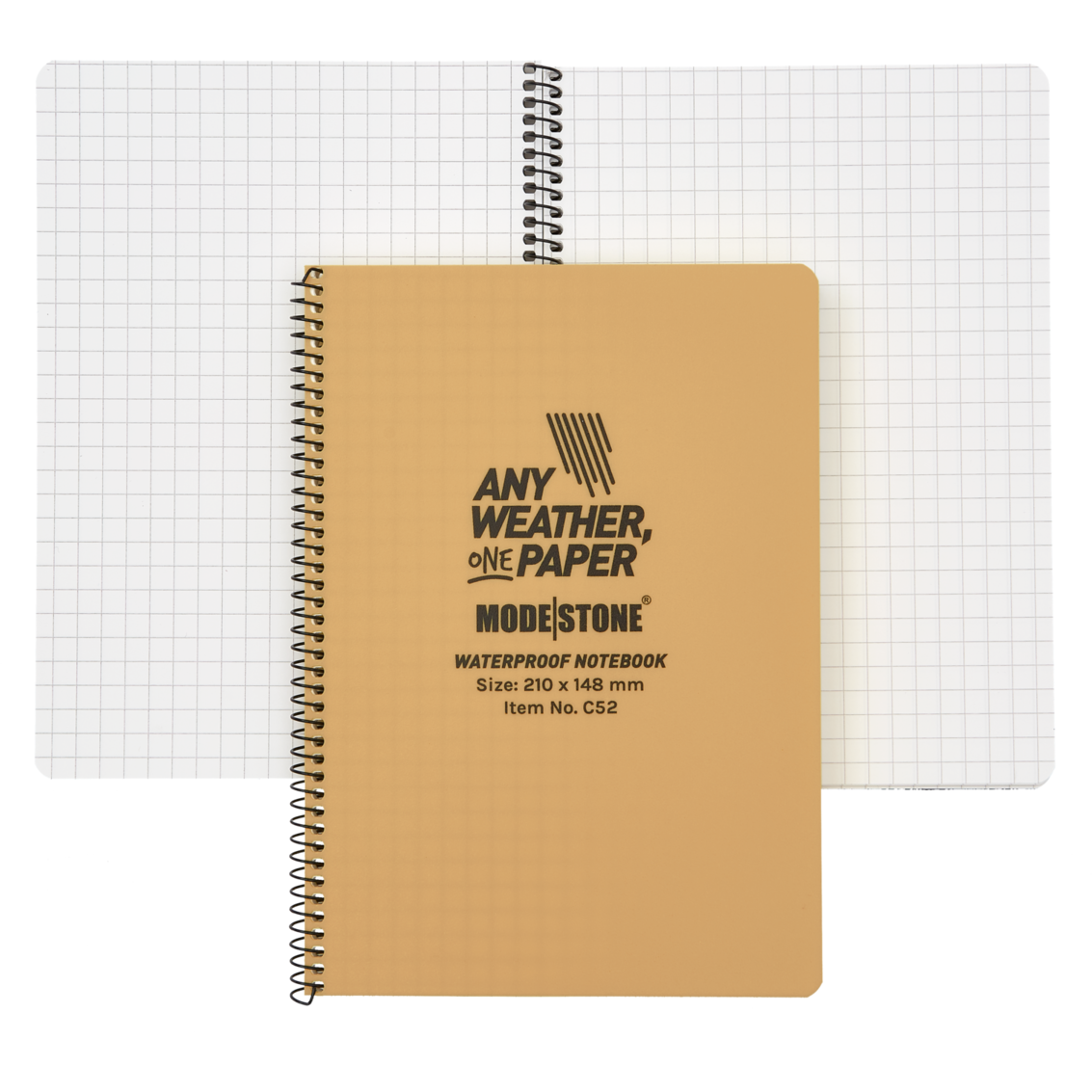 Modestone C52 Side Spiral Notepad A5 148x210mm - 50 sheets - TAN